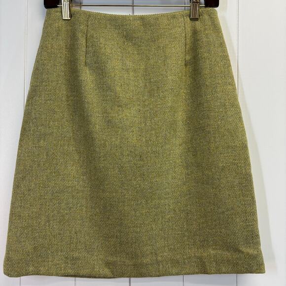 Ann Taylor Women Academia Preppy Wool Tweed Mini Skirt Size 4 Green Twee Career - Picture 1 of 7